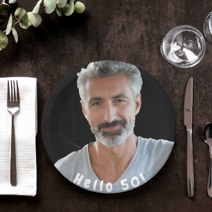 Plato De Papel 50.ª foto de cumpleaños hola 50 hombres