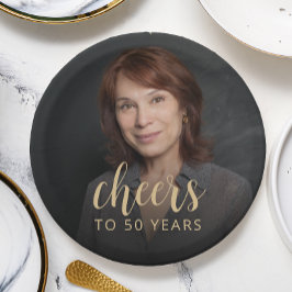 Plato De Papel 50.ª Fotomontaje De Fiesta De Cumpleaños