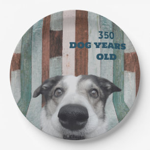 Plato De Papel 50.ª placa de papel estriada de perro de cumpleaño