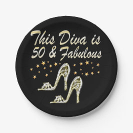 PLATO DE PAPEL 50.ª REINA DE ZAPATILLO DE PLATA