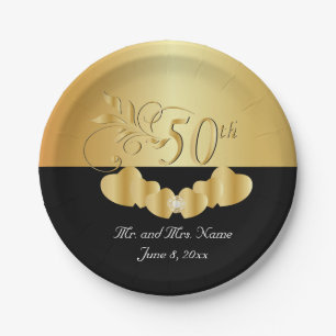 Plato De Papel 50.º Aniversario del Boda de Oro