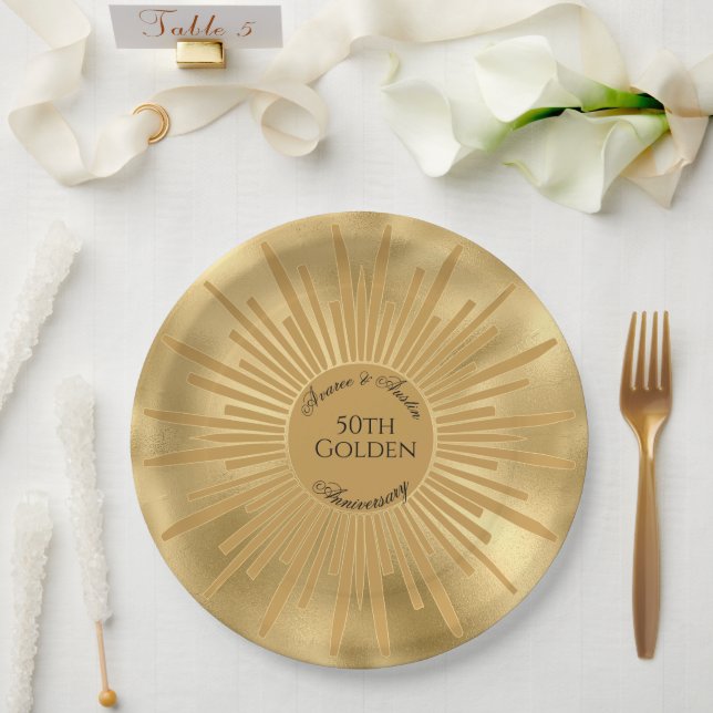 Plato De Papel 50.º Aniversario del Boda GOLDEN (Boda)
