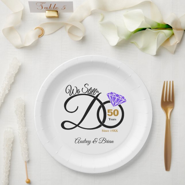Plato De Papel 50.º aniversario personalizado (Boda)