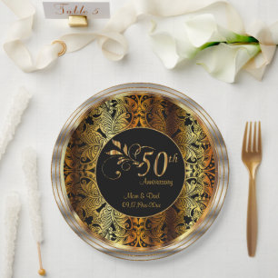 Plato De Papel 50.º Boda de Oro / Aniversario