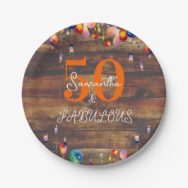 Plato De Papel 50.º cumpleaños 50 y fabuloso Fiesta de Luces Rúst