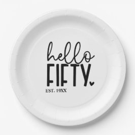 Plato De Papel 50.º cumpleaños Hola Cincuenta Camisas