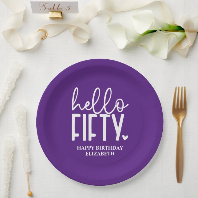 Plato De Papel 50.º cumpleaños personalizado (Boda)