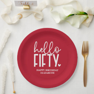 Plato De Papel 50.º cumpleaños personalizado