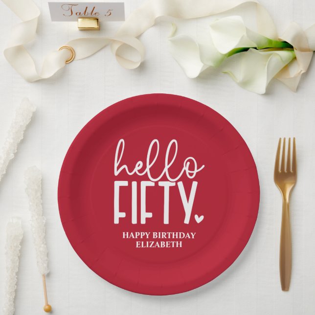 Plato De Papel 50.º cumpleaños personalizado (Boda)