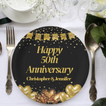 50° aniversario boda Feliz Negro y Oro
