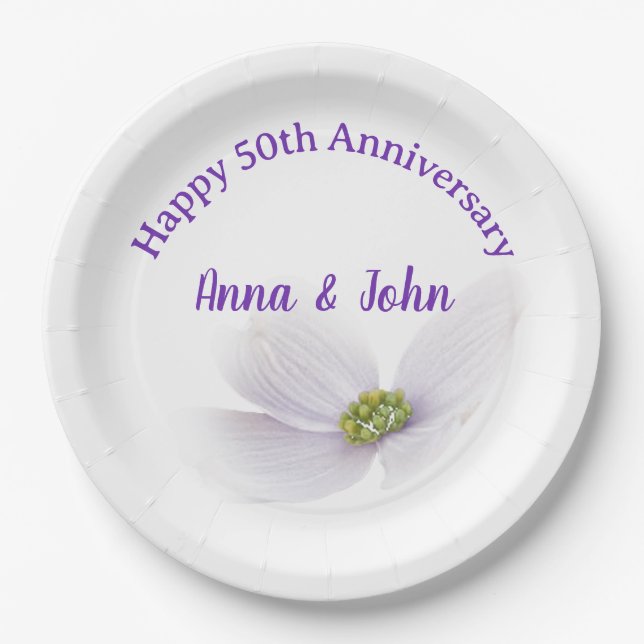 Plato De Papel 50° Aniversario Lavender Cosmos Fower (Anverso)