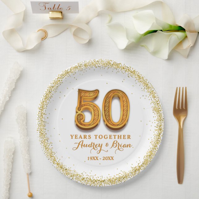 Plato De Papel 50 Aniversario Personalizado (Boda)