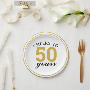 Plato De Papel 50 años de Boda vitoreando el oro a 50 años