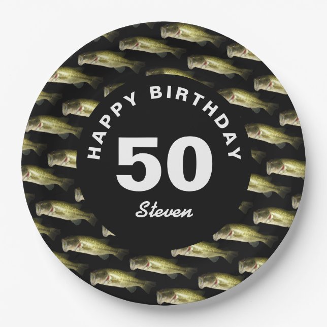 Plato De Papel 50 años de pesca personalizada (Anverso)