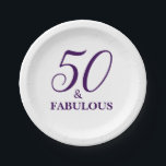 Plato De Papel 50.as placas de papel de la fiesta de cumpleaños<br><div class="desc">Es su cumpleaños -- ¡celebre con instinto! 50 y diseño fabuloso de la tipografía en púrpura oscura.</div>