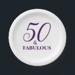 Plato De Papel 50.as placas de papel de la fiesta de cumpleaños<br><div class="desc">Es su cumpleaños -- ¡celebre con instinto! 50 y diseño fabuloso de la tipografía en púrpura oscura.</div>