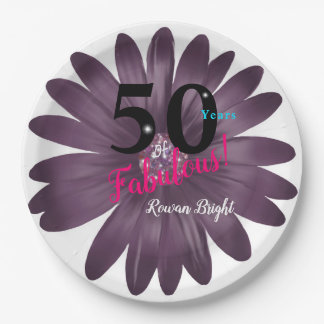 Plato De Papel 50 Fabulosa margarita purpurina púrpura, versátil