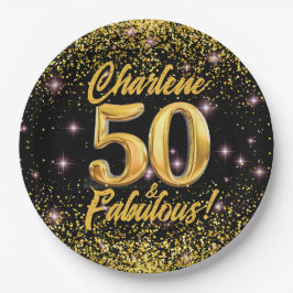 Plato De Papel 50 Fabulosas estrellas rosadas Purpurinas de oro 5