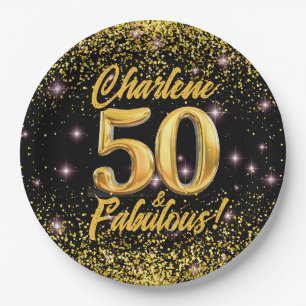 Plato De Papel 50 Fabulosas estrellas rosadas Purpurinas de oro 5