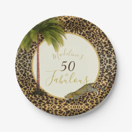 Plato De Papel 50 Fabuloso Cincuenta Leopardo Imprimir cumpleaños