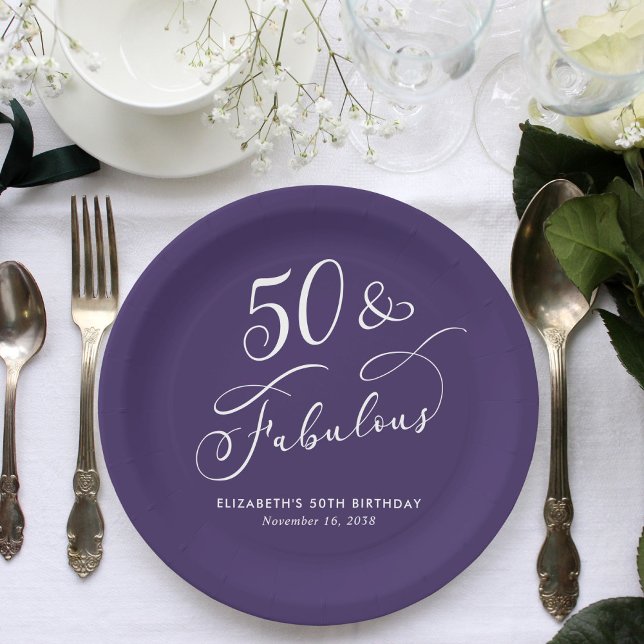 Plato De Papel 50 Fabulous Purple 50th Birthday Party (Subido por el creador)