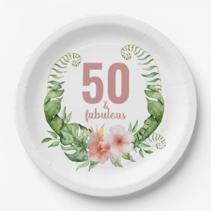 Plato De Papel 50 y el fabuloso guión rosa de color rosa rubor fl