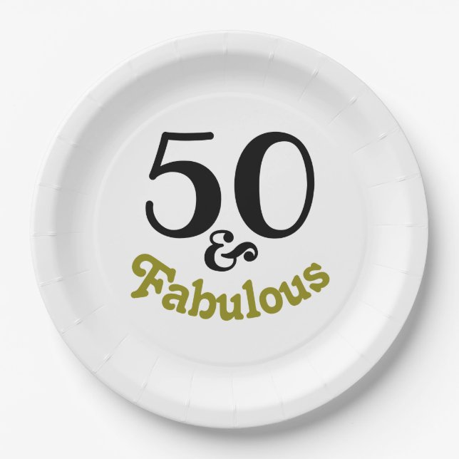 Plato De Papel 50 y fabulosa fiesta de cumpleaños (Anverso)
