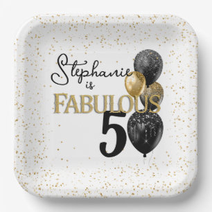 Plato De Papel 50 y fabulosa placa de papel cuadrada de oro negro