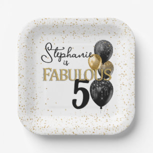 Plato De Papel 50 y fabulosa placa de papel cuadrada de oro negro