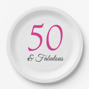 Plato De Papel 50 y fabulosas planchas de cumpleaños