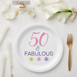 Plato De Papel 50 y fabuloso Cumpleaños divertido número 50
