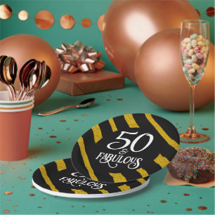 Plato De Papel 50 y Fabuloso Negro y Oro