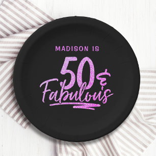 Plato De Papel 50 y fabuloso Purpurina púrpura 50.
