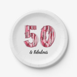 Plato De Papel 50 y fabulosos pincel rosa y leopardo