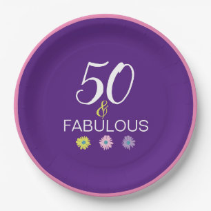 Plato De Papel 50 y Fabulous Daisy 21, 30 40, 60 años