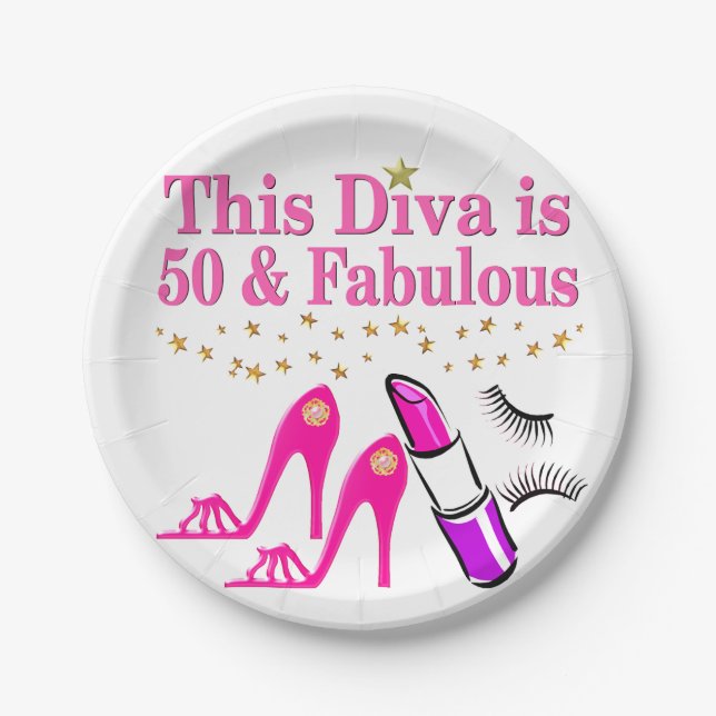PLATO DE PAPEL 50 Y FABULOUS DIVA (Anverso)