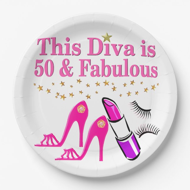 PLATO DE PAPEL 50 Y FABULOUS DIVA (Anverso)