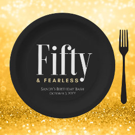 Plato De Papel 50 y intrépido cumpleaños elegante Personalizado n