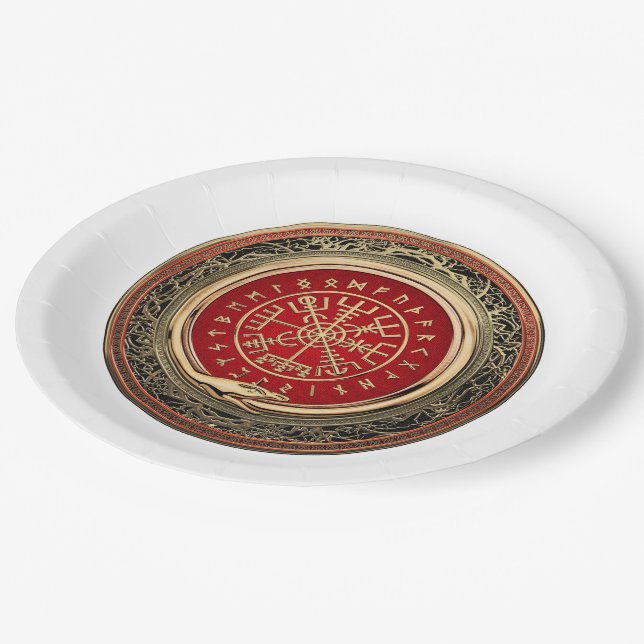 Plato De Papel [510] Vegvisir - Viking Gold Magic Runic Compass (Angular)