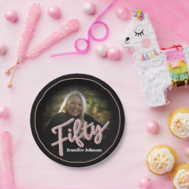 Plato De Papel 550.º rosa de guión gráfico de cumpleaños personal