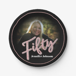 Plato De Papel 550.º rosa de guión gráfico de cumpleaños personal