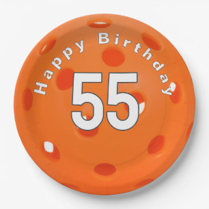 Plato De Papel 55.º Naranja de cumpleaños