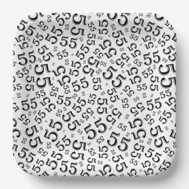 Plato De Papel  55’th Black/White  Random Number Pattern  (Anverso)