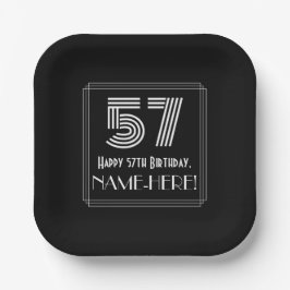 Plato De Papel 57º cumpleaños — Aspecto inspirado en el Art Deco 