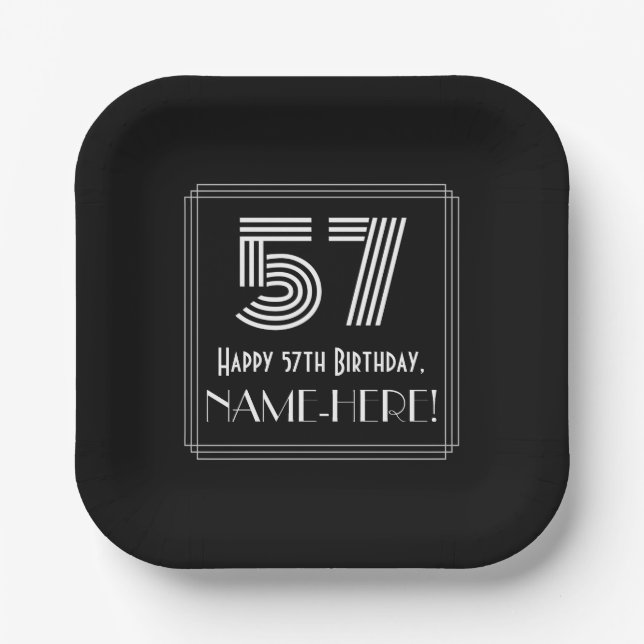 Plato De Papel 57º cumpleaños — Aspecto inspirado en el Art Deco  (Anverso)