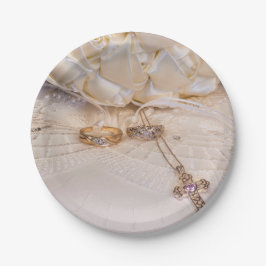 Plato De Papel 5807-Bouquet, Rings & Cross