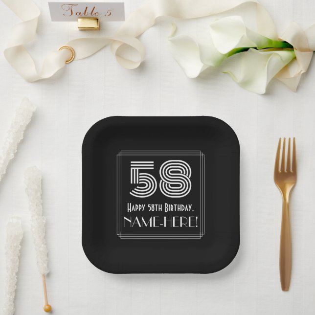 Plato De Papel 58 Aniversario — Aspecto inspirado en el Art Deco  (Boda)