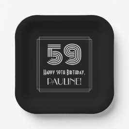 Plato De Papel 59º cumpleaños — Aspecto inspirado en el Art Deco 