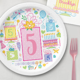 Plato De Papel 5.ª tarta de torta de cumpleaños presente