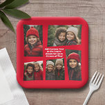 Plato De Papel 5 Fotografía Funky Marco Retro con texto - Rojo<br><div class="desc">Utilice cinco fotografías para elaborar un plato fiesta único y moderno. Incluye un área para 5 fotos en un diseño de marco retro funky. Puede agregar hasta 4 líneas de texto en el centro para agregar el fiesta o el evento.</div>